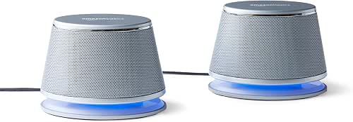 Amazon Basics Stereo 2.0 Computer Speakers with LED Lights for