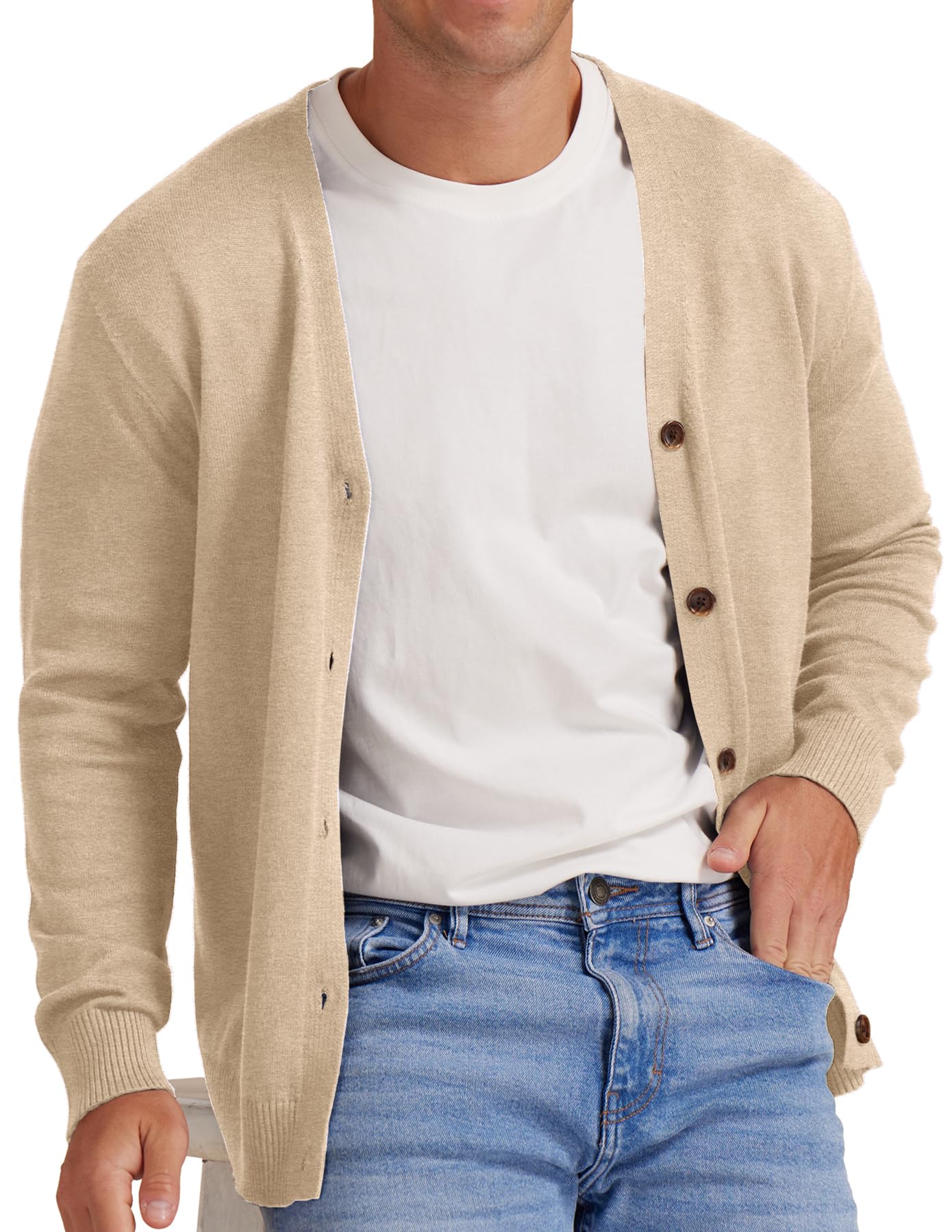 nitagut Men's Vintage Striped Long Sleeve Cardigan Sweater with Button V Neck Knitted Sweaters-picture-16