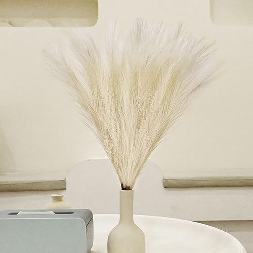 Miniatura 3 de Arreglo de césped sintético de las pampas de 18 pulgadas, tallos de césped pomposo artificiales esponjosos para decoración bohemia chic del hogar