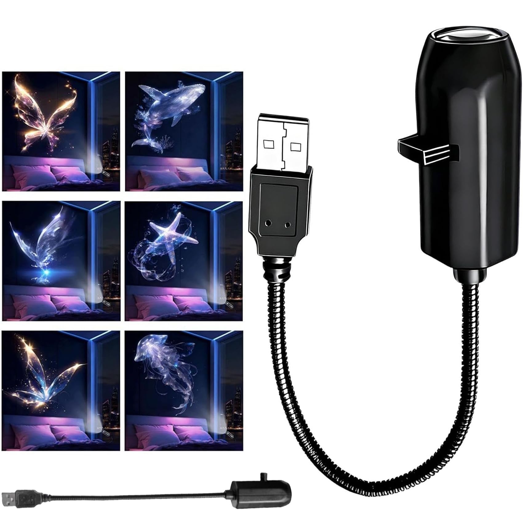 Tyscryphal Galaxy Projector Night Light, USB Starry Sky Projection with Multiple Aurora & Fantasy Effects, 360° Rotating Ceiling Atmosphere Light for Bedroom, Home Décor (Ocean*6)