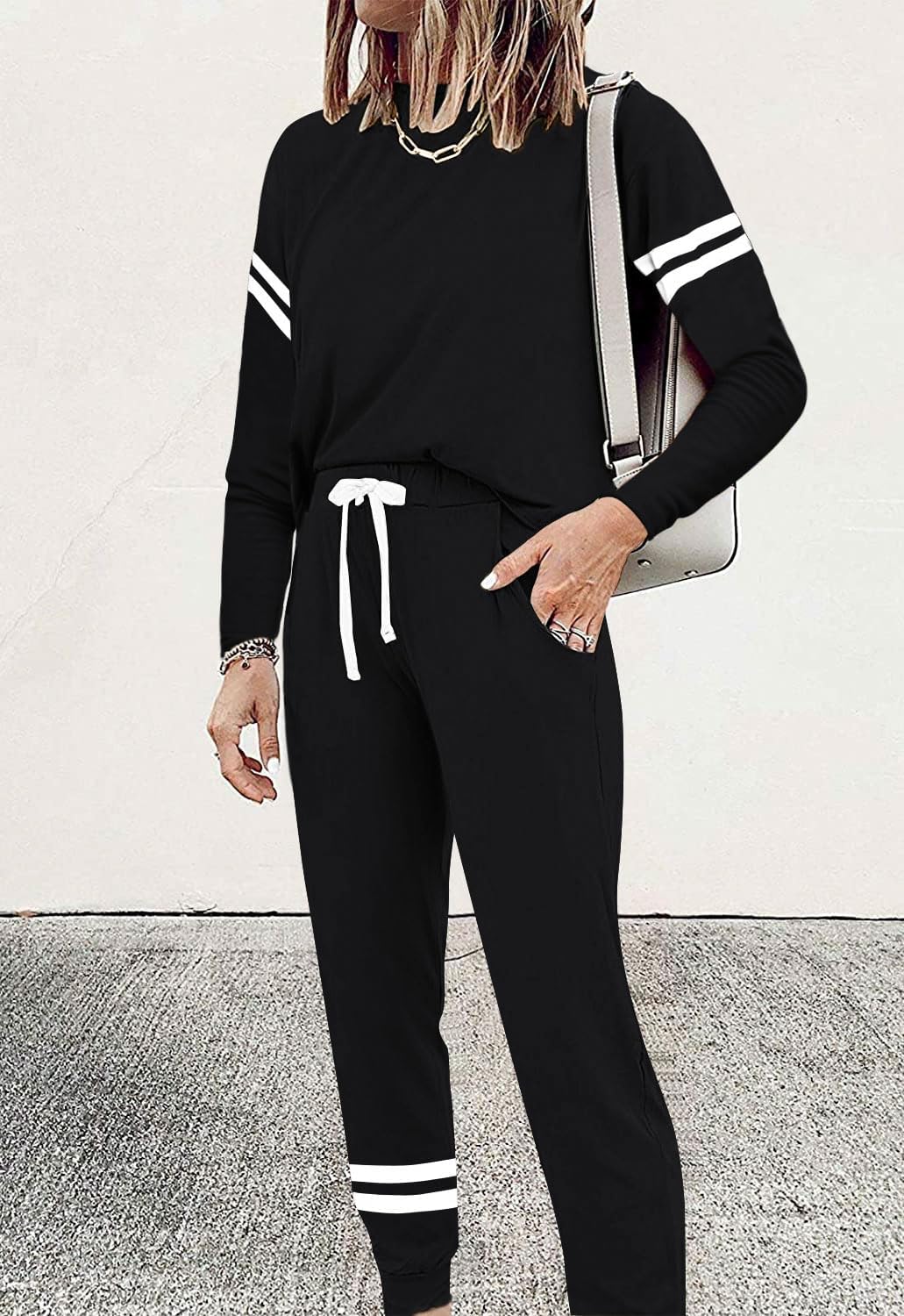 MASCOMODA 2026 Lounge Sets for Women Spring 2 Piece Outfits Tracksuit Jogger Set Long Sleeve Tops and Long Pants with Pockets