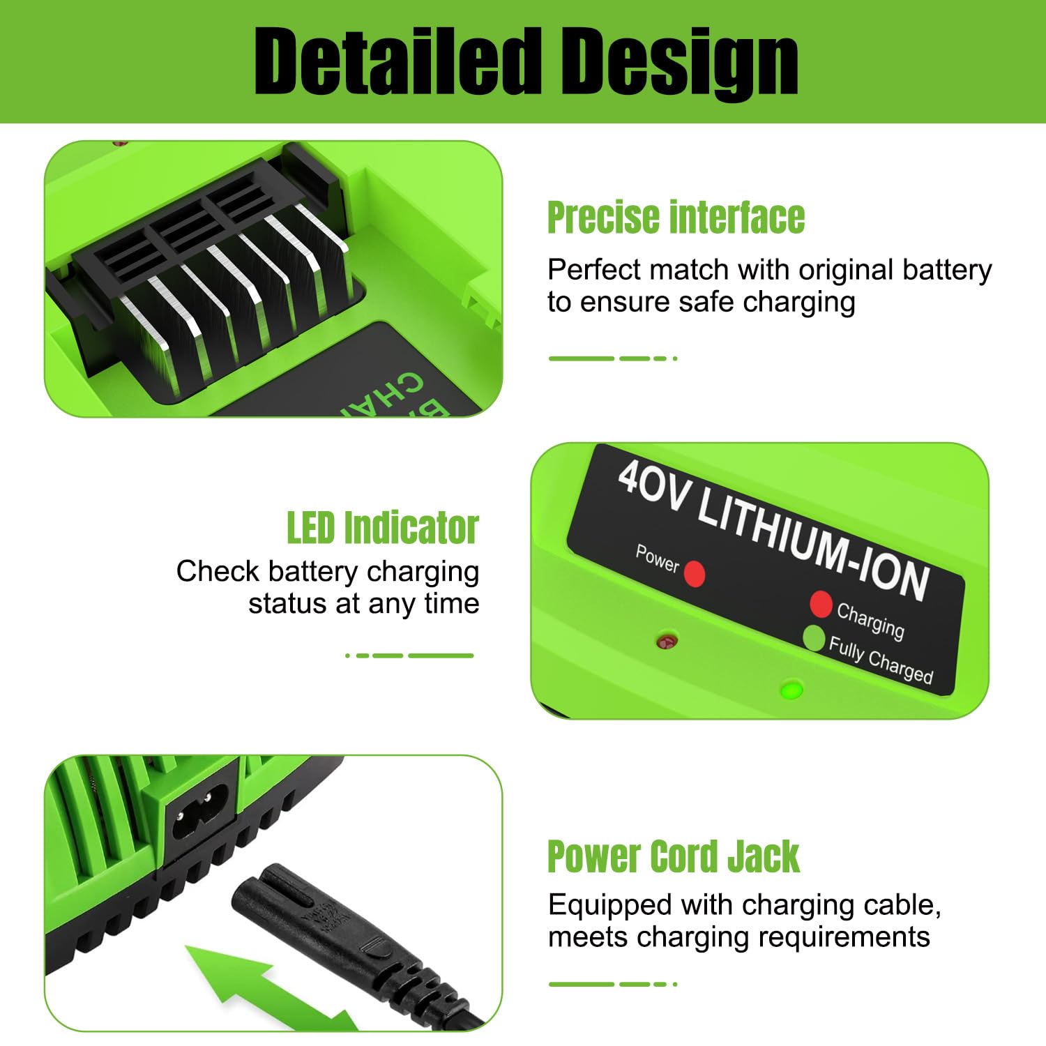 G40C - Cargador para cargador Greenworks (40 V, 40 V)