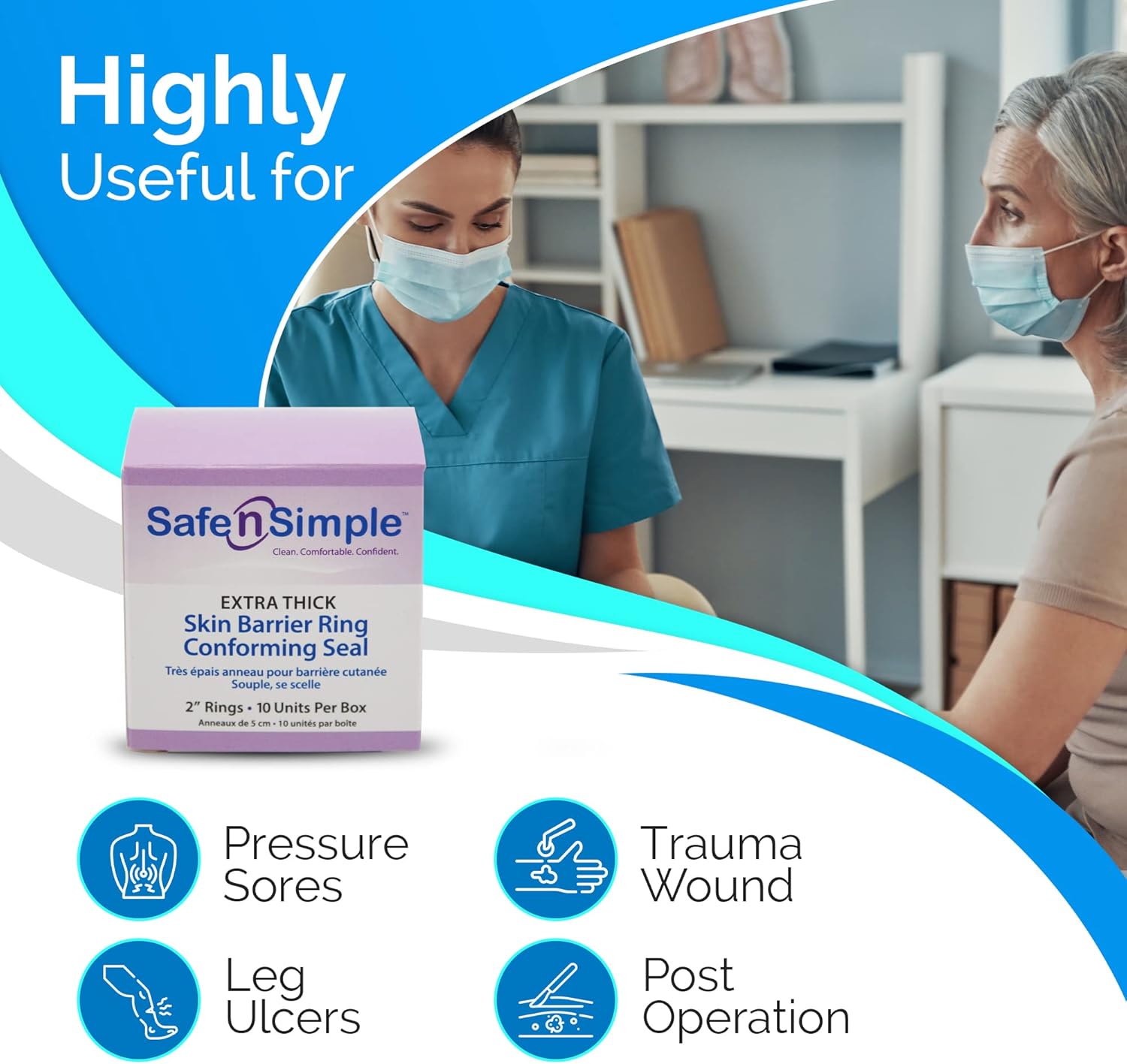 Safe n' Simple Integrity Extended Wear Barrier Rings -2 Inch - Pack of 20 - Stoma Barrier Rings Barrier - Cohesive Skin Barrier - Accessories for Ostomy-Colostomy-Ileostomy- Supplies