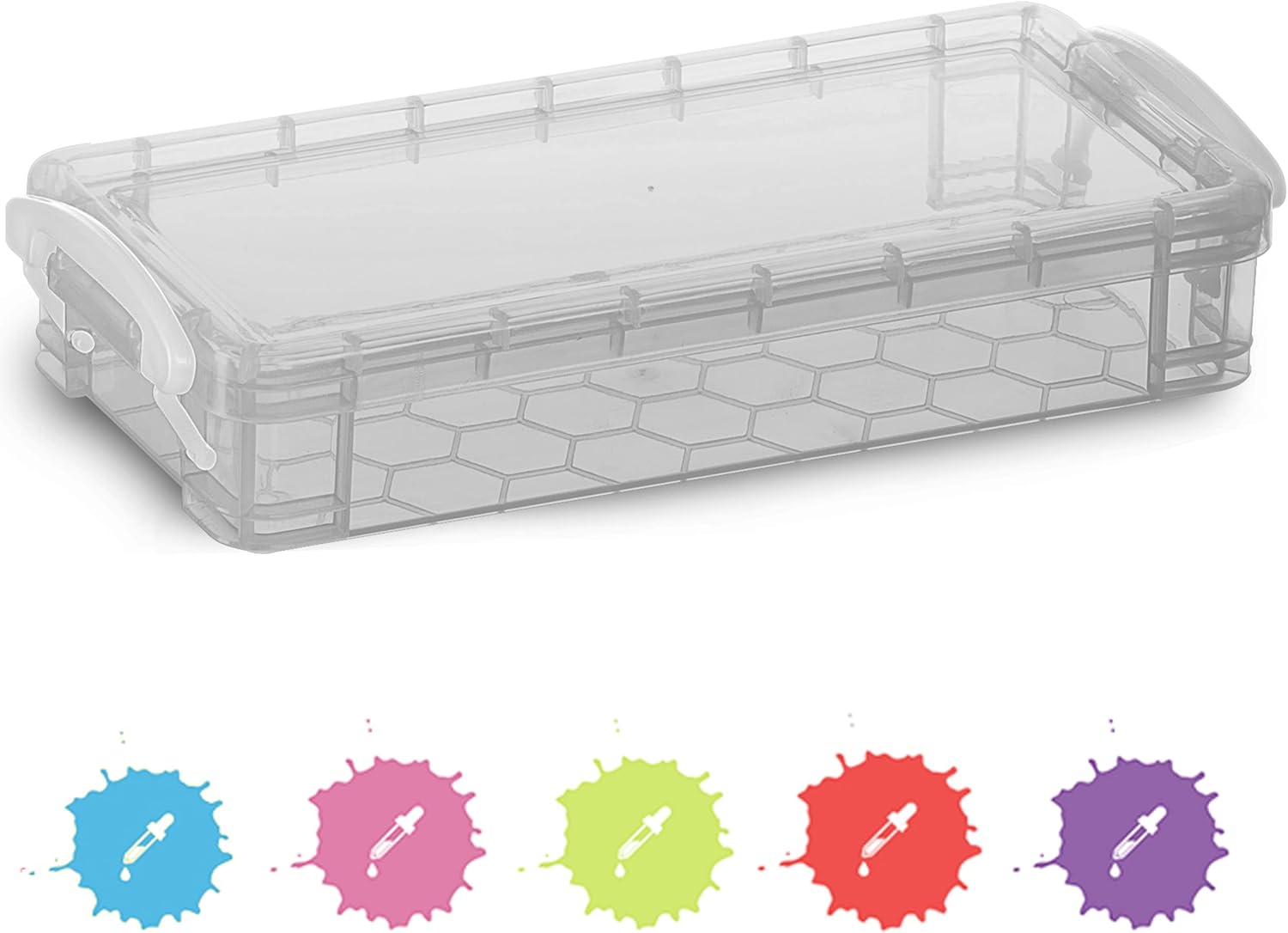 Enday Pencil Case Grey, Plastic Stackable Assorted Color Box, Large Capacity School & Office Supplies Pencil Utility Box Storage Organizer Also Available in Blue, Green, Pink, Red, Purple, 6 PK