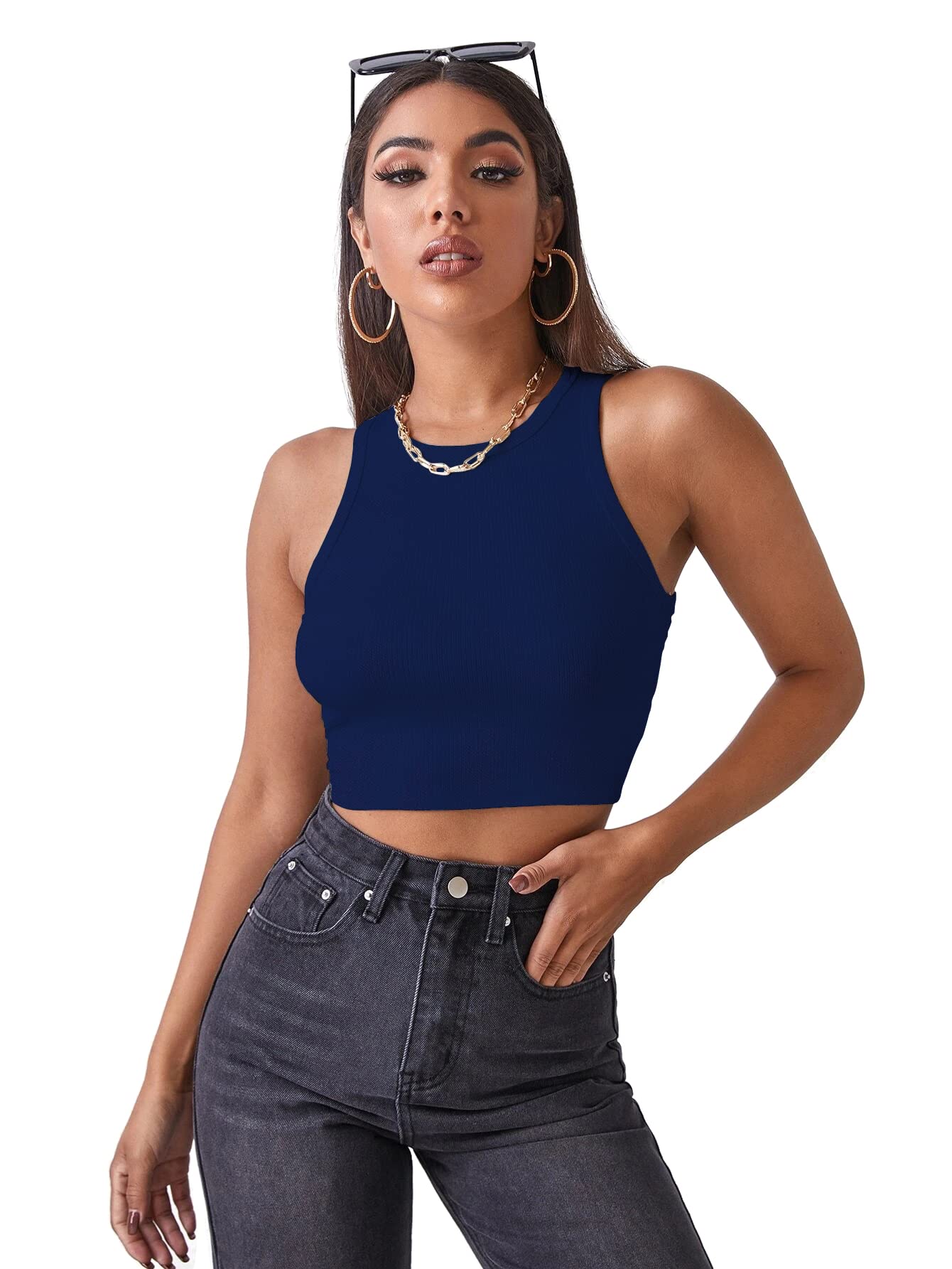 shasmi Women's Cotton Slim Fit Solid Ribbed Square Neck Tank Crop Top-picture-43