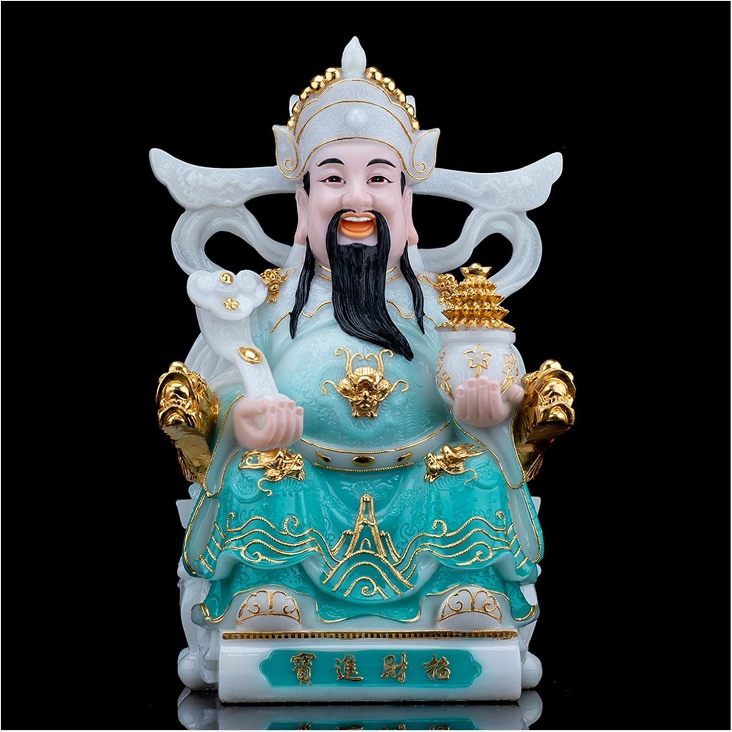 仏像 富の神の神の美しく描かれた像、風水の贈り物を引き付ける富と幸運の家の装飾祝福の贈り物（Jade） 仏像の装飾 (Size :