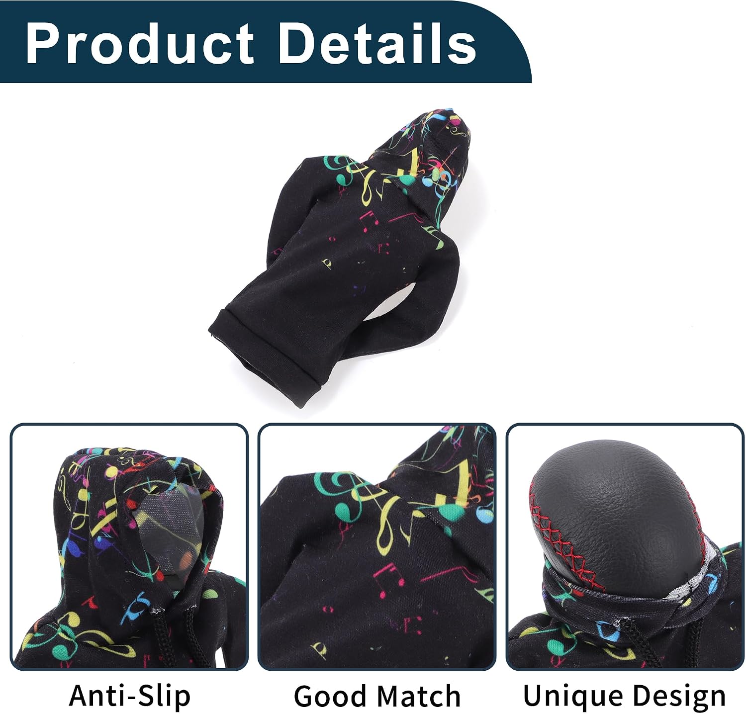 Car SUV Truck Gear Shift Knob Cover Stick Shifting Handle Protector Hoodie Style Black,Colorful Note 1 Pc 16.5x11cm/6.5"x4.33" Polyester image 5
