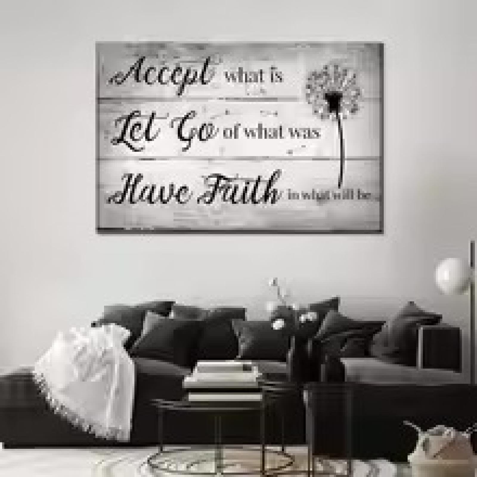 LMYCHENG Lienzo decorativo moderno en blanco y negro con frase Ten fe, póster familiar motivador, pintura para sala de estar, dormitorio, 70 x 100 cm, sin marco