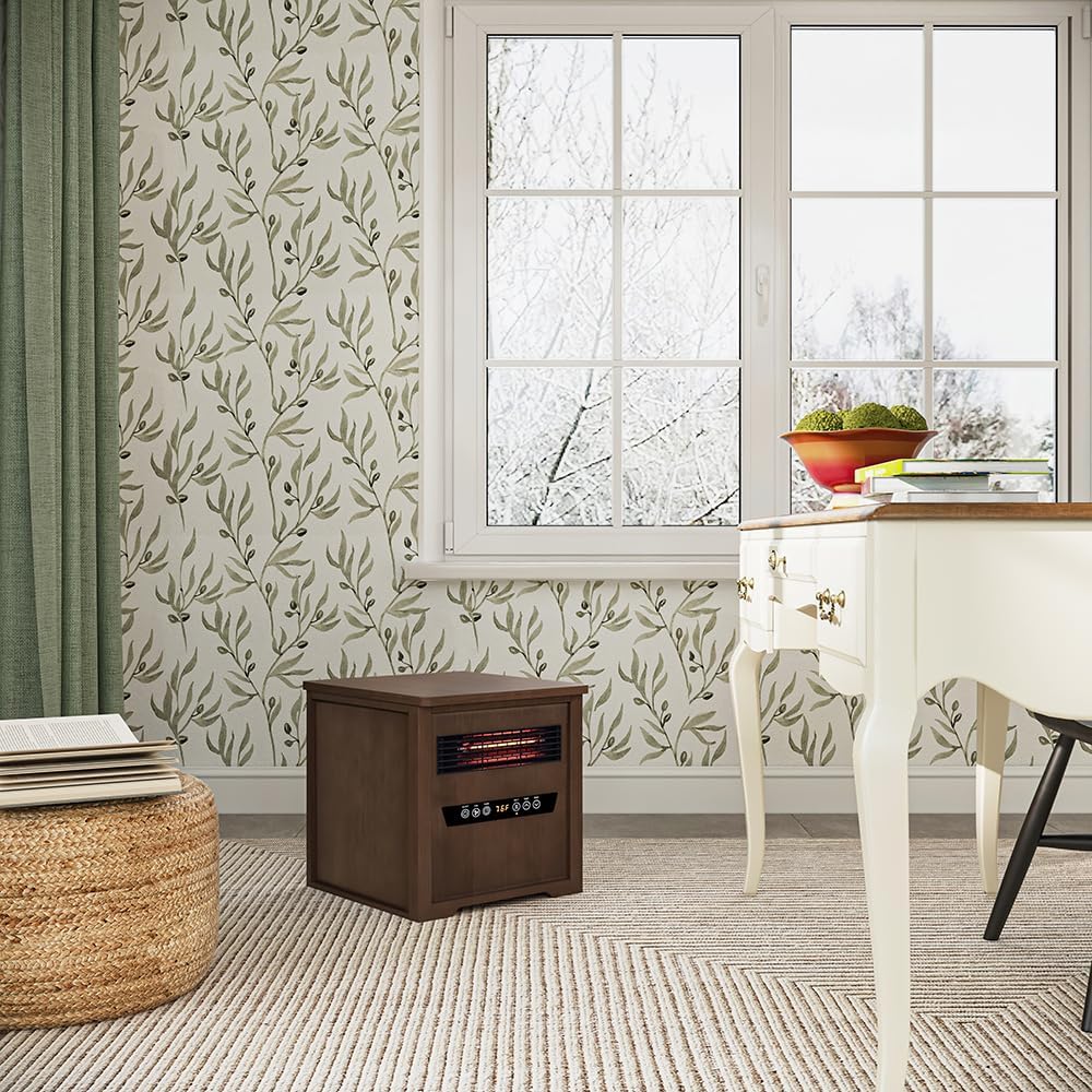 review Country Living Infrared Portable Rolling Space Heater with LED Touchscreen and Remote Control | 12h Timer | 1500w Quick Heating for Indoor Use | Birchwood Grain Finish