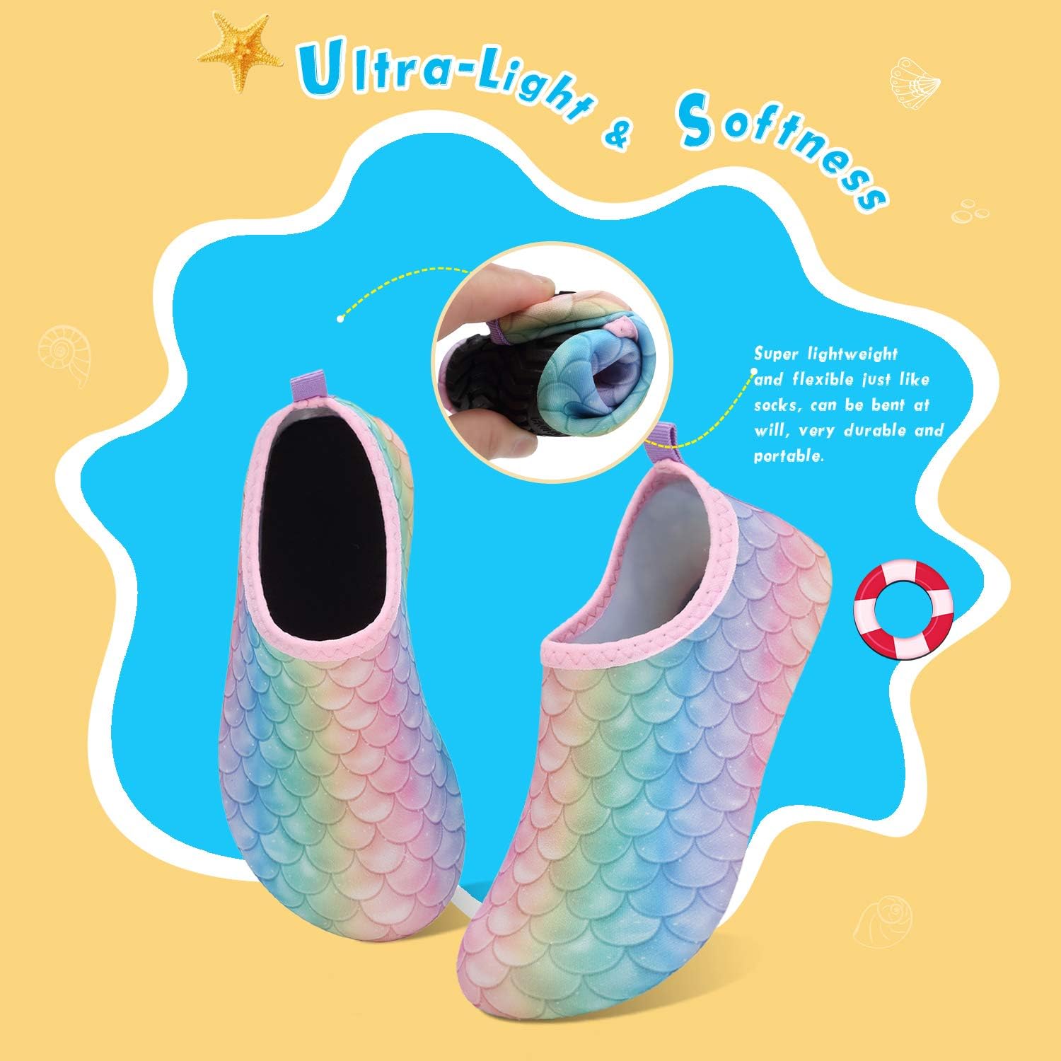 WateLves Kids Water Shoes Toddler Girls Boys Barefoot Non-Slip Quick Dry Aqua Socks for Beach Swim Walking