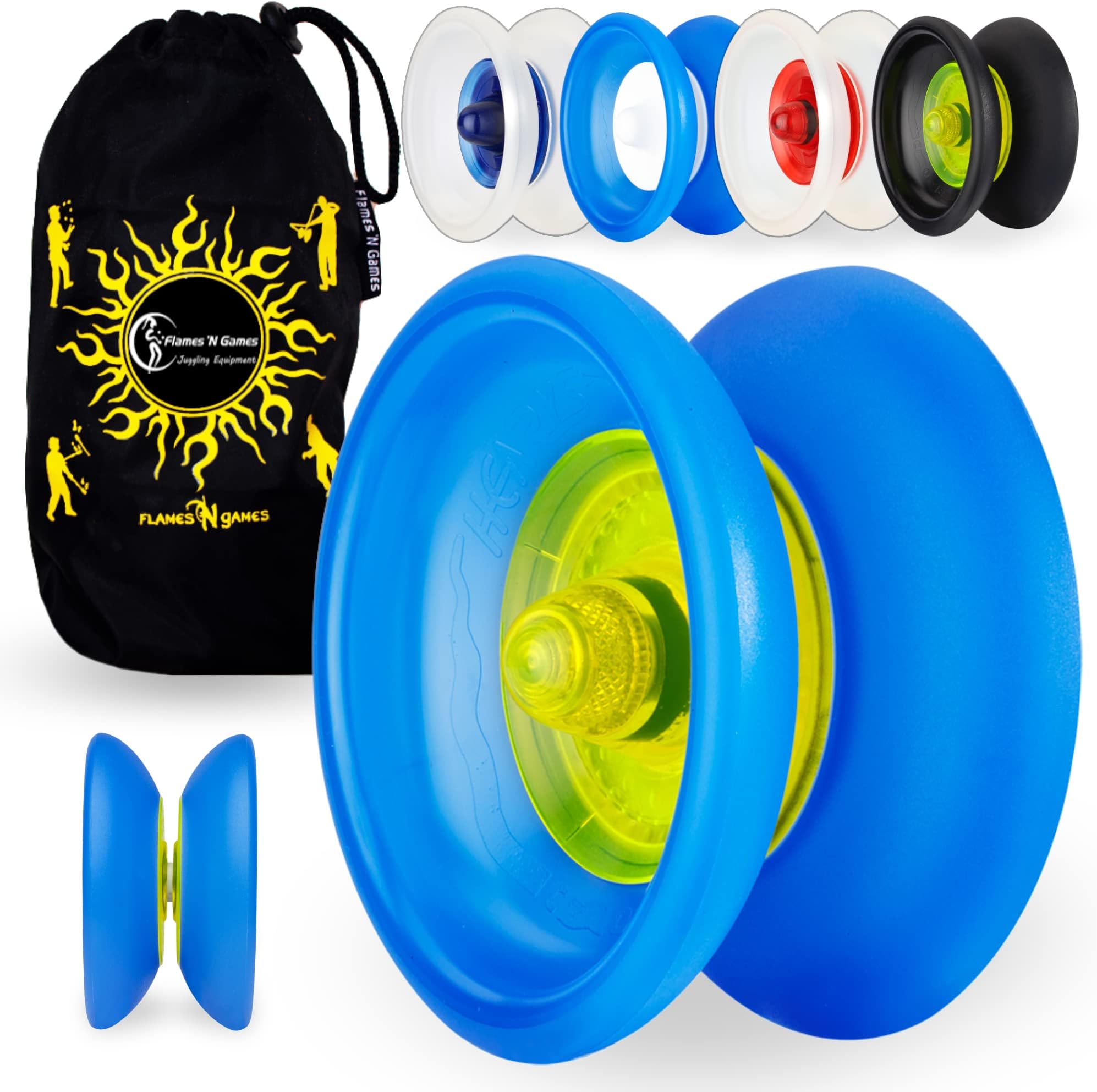 Henrys COBRA YoYo - Professional Yo-Yo Set + Instructional Book of Tricks + Travel Bag! (Blue/Yellow)
