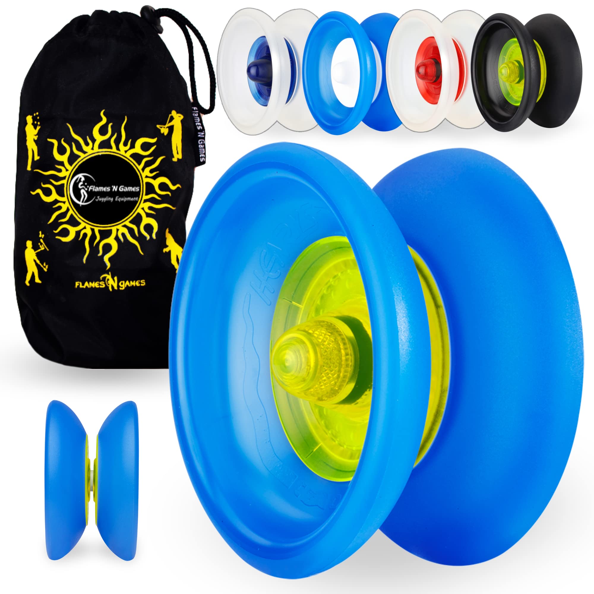 Henrys COBRA YoYo - Professional Yo-Yo Set + Instructional Book of Tricks + Travel Bag! (Blue / Yellow)