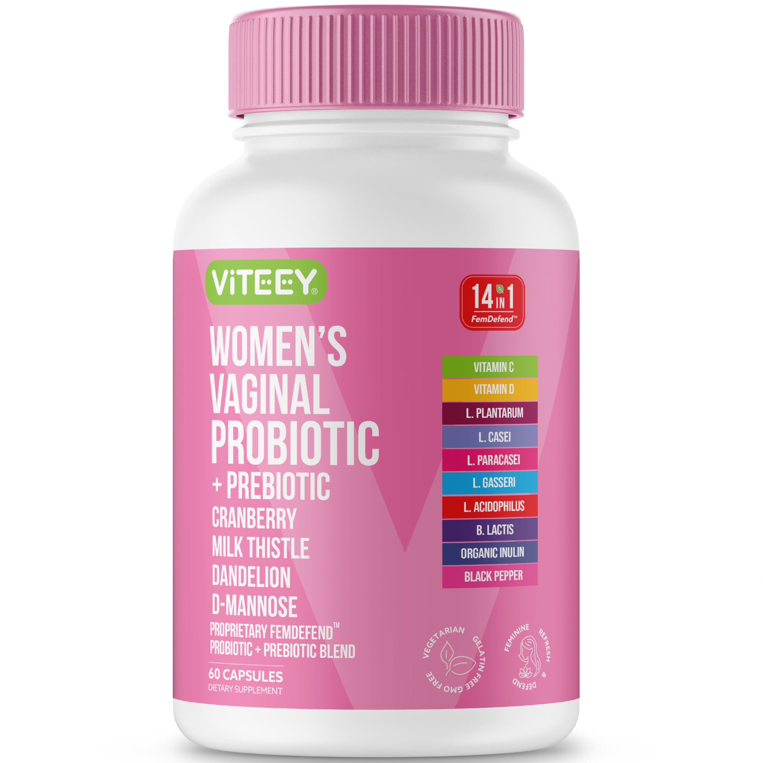 Viteey Vaginal Probiotic for Women - 14in1 FemDefend