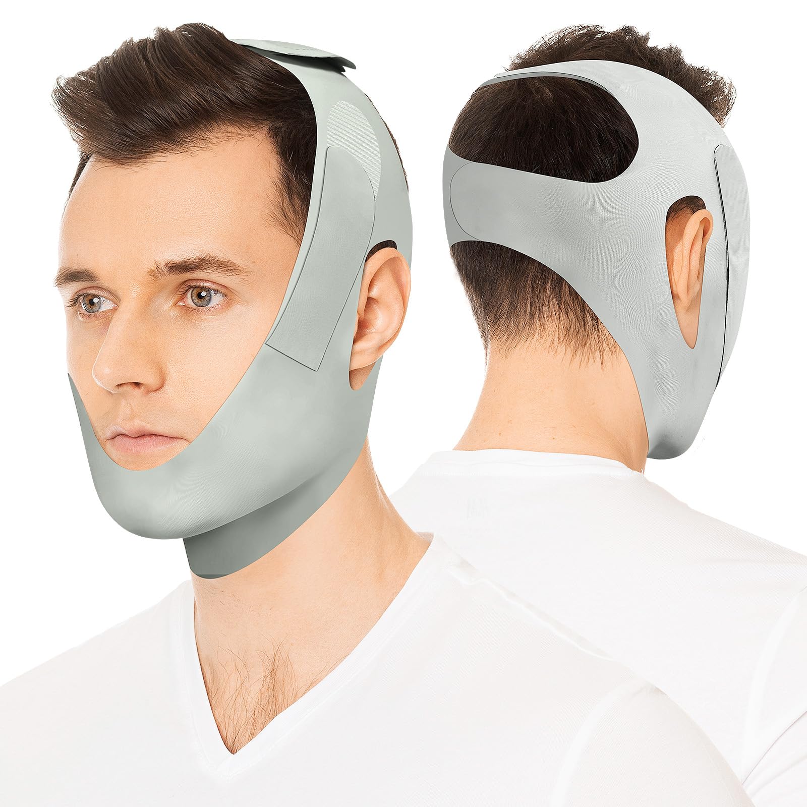 OHELEEP Anti Snore Chin Strap for CPAP Users, Snore Stopper Adjustable, Chin Strap for Sleeping Comfortable Stop Snoring Solution, Anti Snoring Devices Breathable and Reusable, Green, M+1