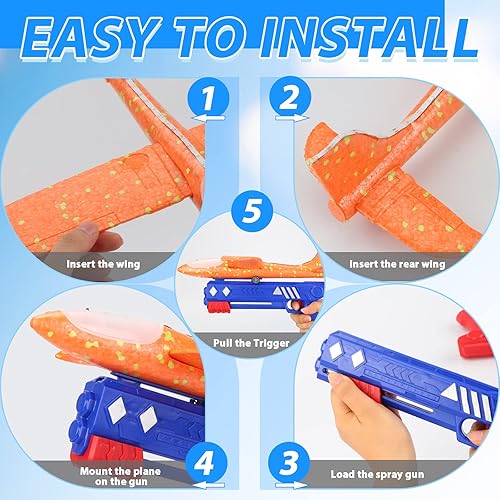 Miniatura 7 de Uniland Airplane Toy with Launcher (3 Pack), LED Foam Airplane Launcher Toy for Kids, 2 Flight Mode Airplanes Toys,Outdoor Toys for Boys Girls 6 7 8