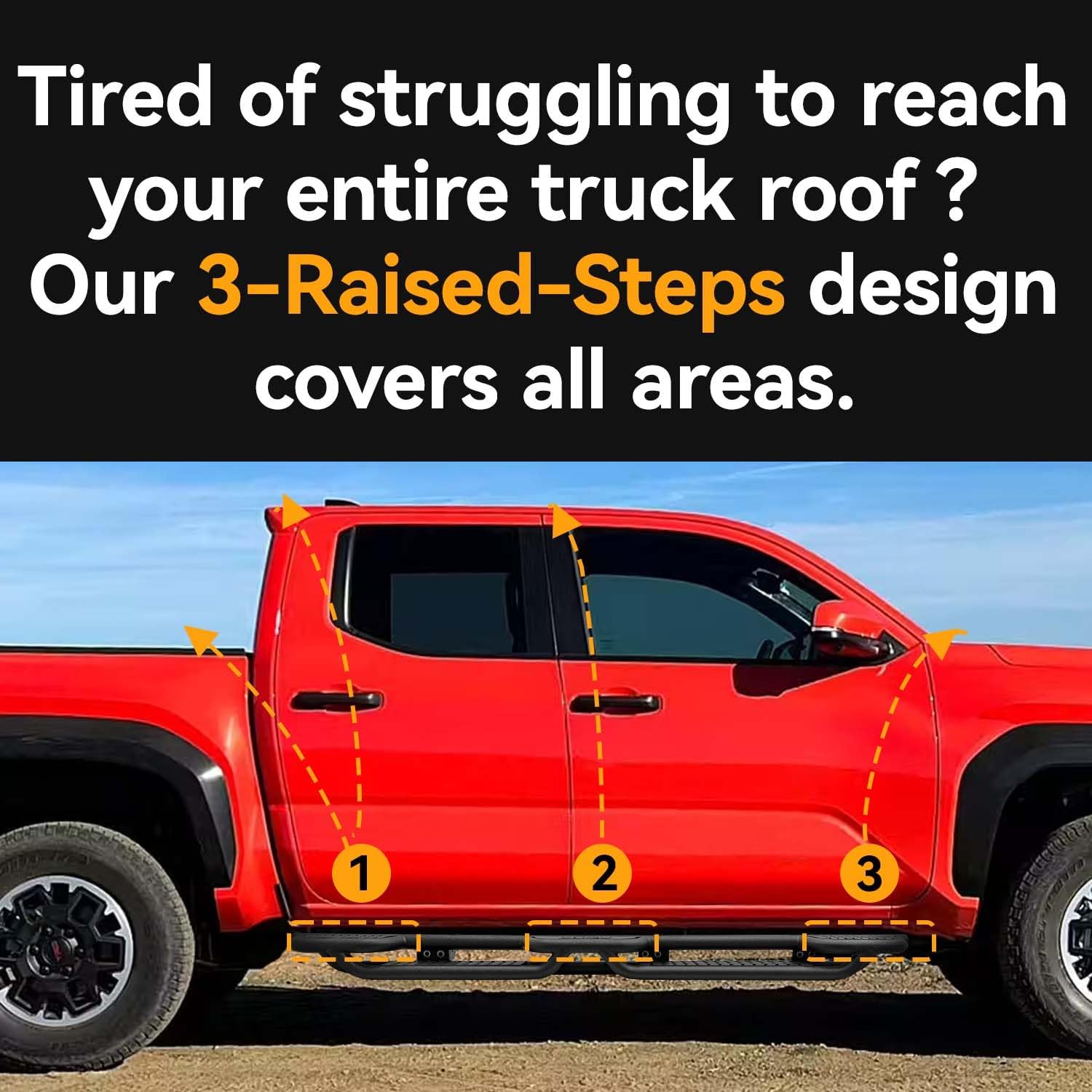 Side Steps I Running Boards Compatible with 2024 2025 2026 Toyota Tacoma Double/Crew cab, 〔Black Textured Steel〕