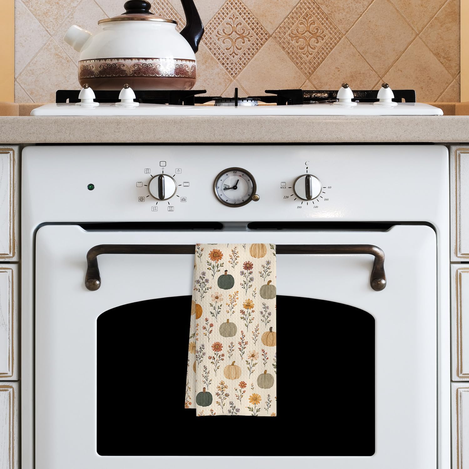 Boho Fall Pumpkin Kitchen Dish Towels 16x24 Inches