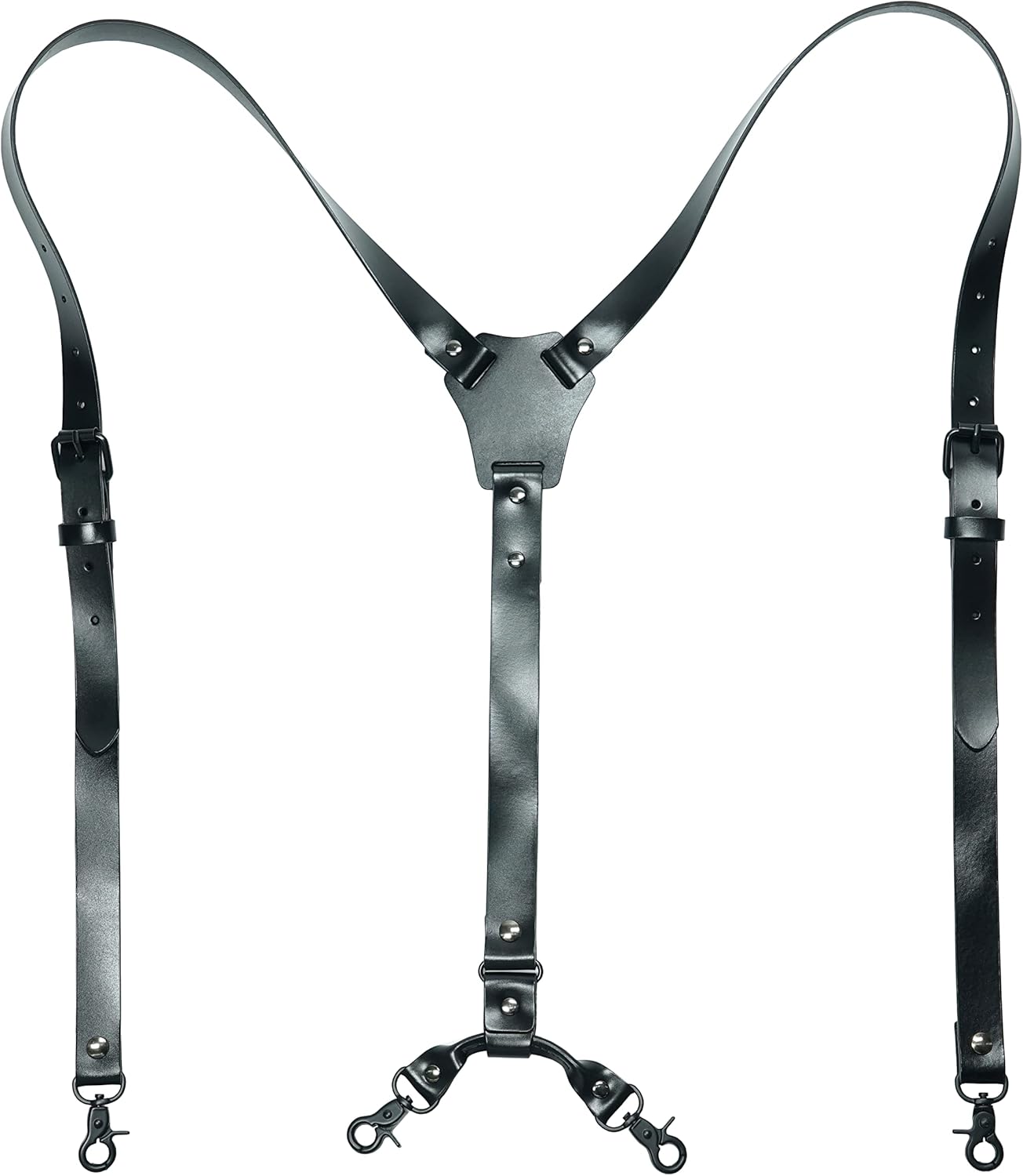 Leather Shoulder Suspenders For Men With Replacable Clips/Trigger Snaps