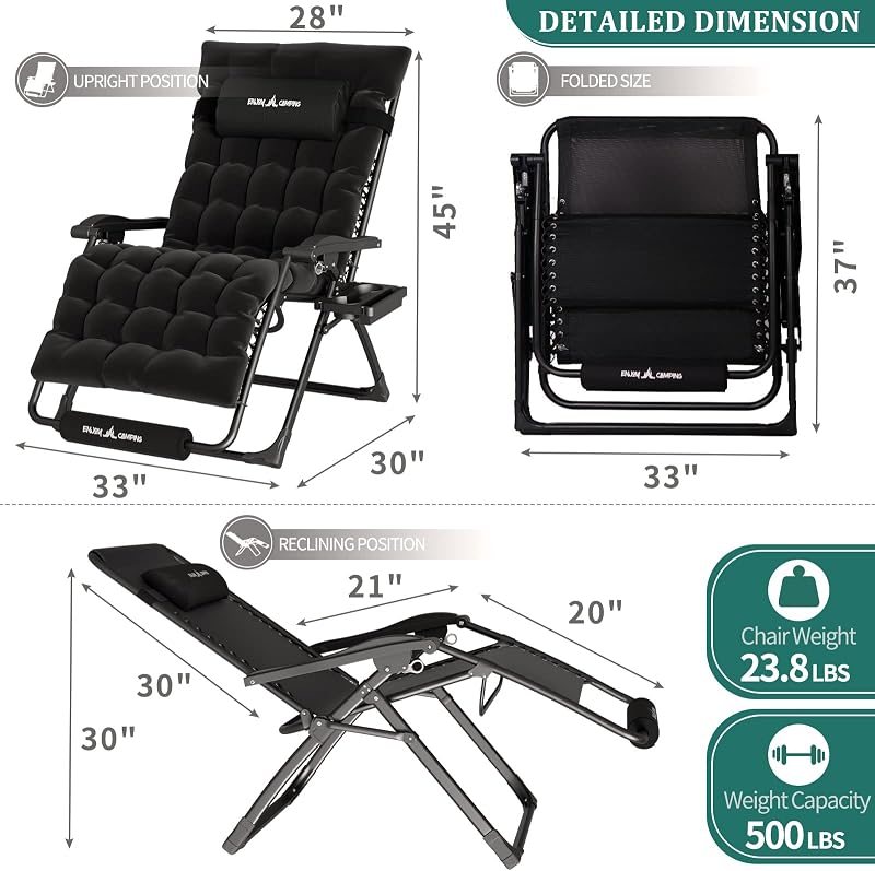 UDPATIO Oversized Zero Gravity Chair Patio Reclining Chairs with Cushion image 6