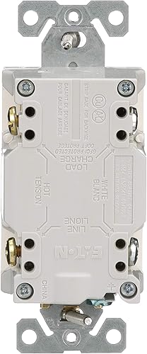 Miniatura 4 de Eaton TRSGF15LA Receptáculo GFCI resistente a manipulaciones autocomprobado, salida dúplex, 15A 125V, NEMA 5-15R, almendra clara