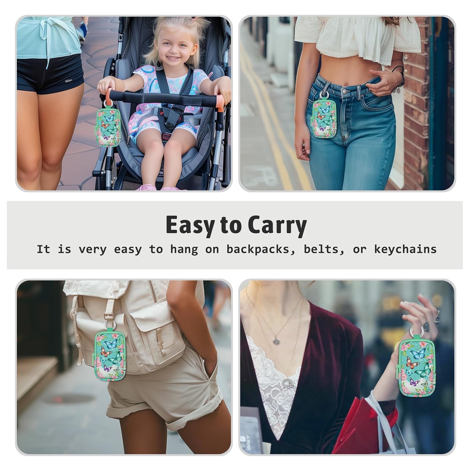 Butterfly Floral Hand Sanitizer Spray Case, Cute Hand Sanitizer Holder Zippered Pouch, Fashion Accessory with Snap Hook for Glow Mist and Power Mist 1FL OZ - Image 3