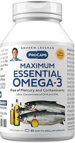 Miniatura 8 de ANDREW LESSMAN Maximum Essential Omega-3 sin sabor, 180 cápsulas blandas – Aceite de pescado omega-3 ultrapuro de 1200 mg de DHA alto, suplemento