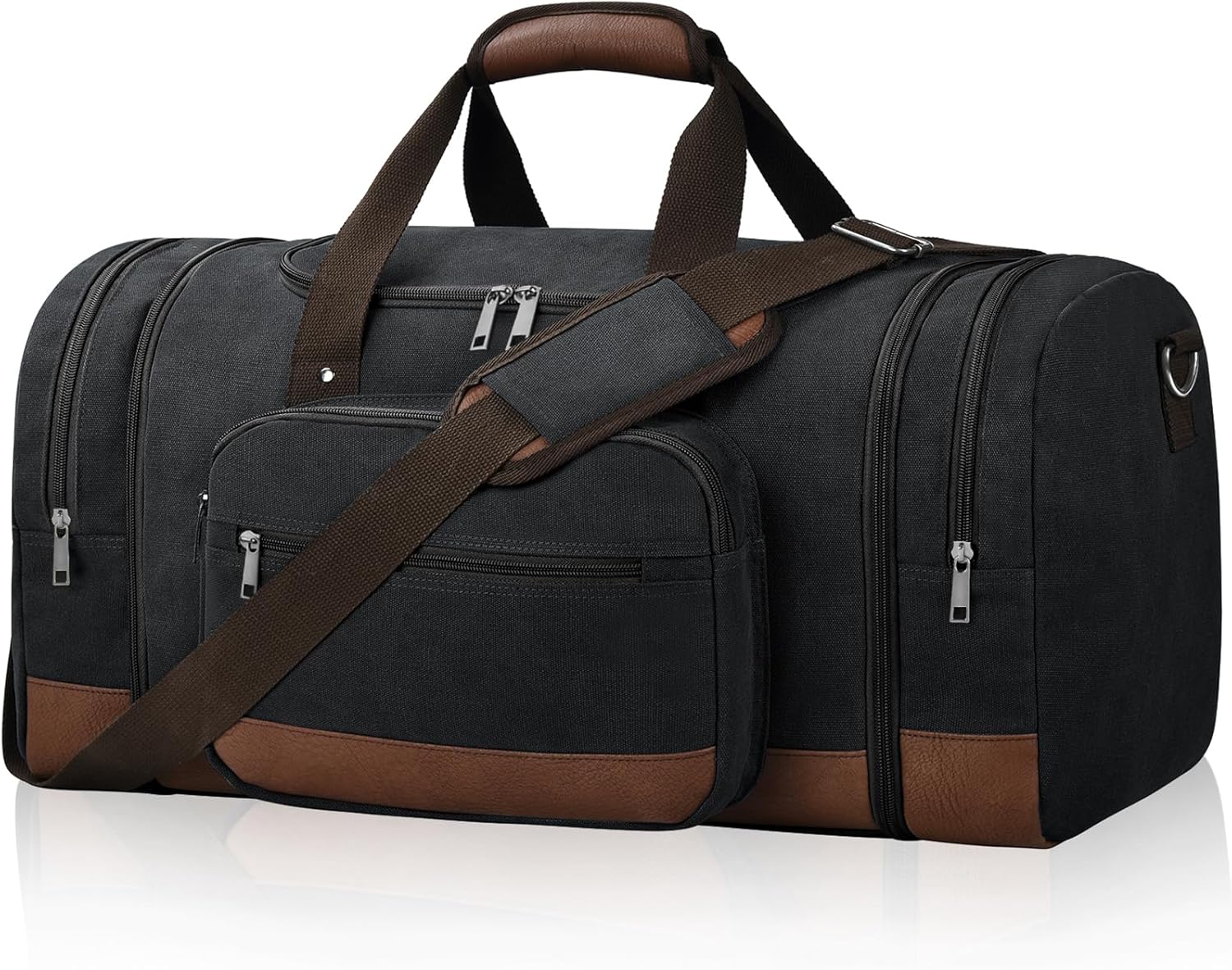 Litvyak Duffle Bag for Travel, Large 60L Canvas Travel Duffel Bags Overnight Weekend Gym Carry On Luggage Bag for Men & Women(Black)