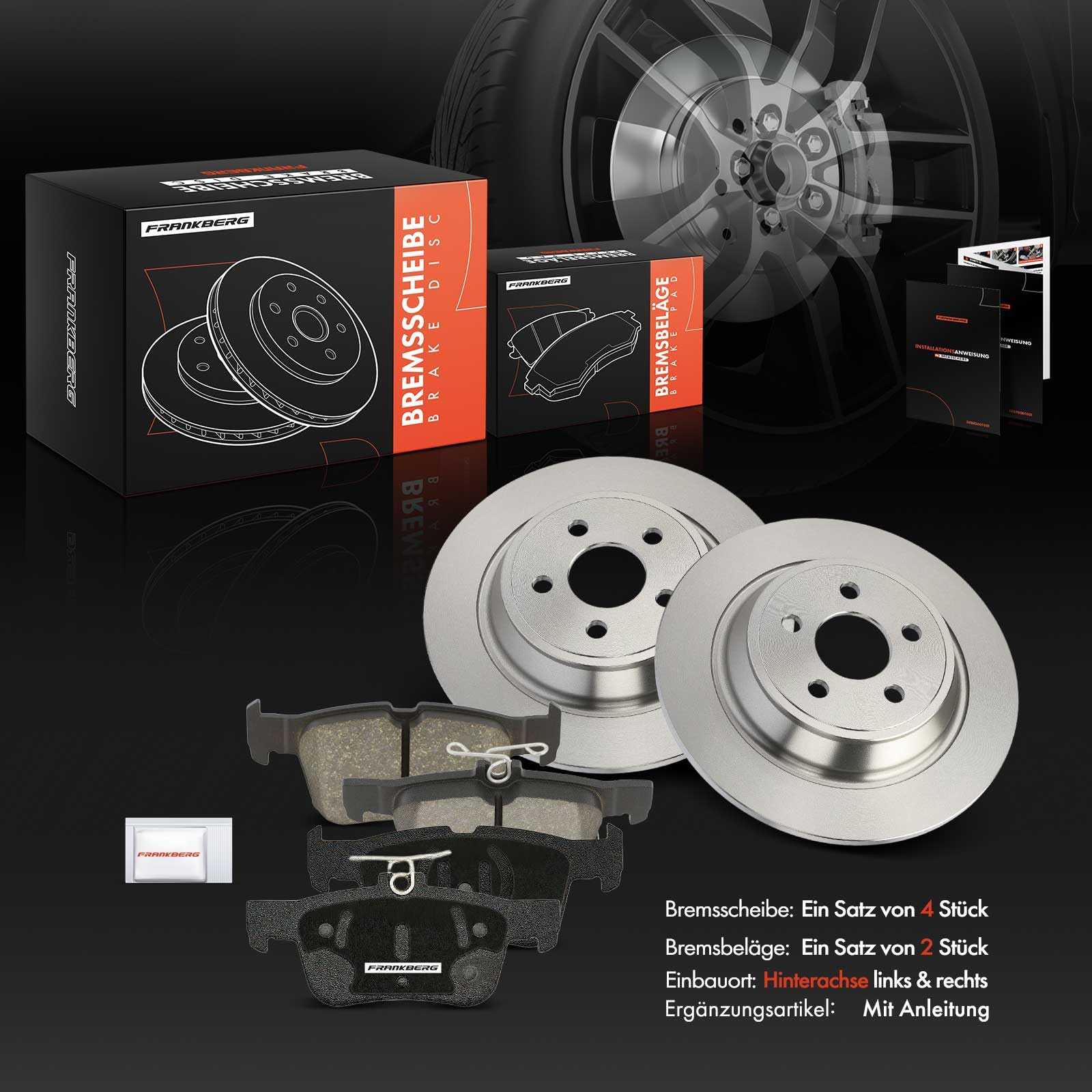 Frankberg Klocki hamulcowe, tarcze hamulcowe, kompatybilne z Galaxy 2015-2025 Rear Brake Rotors + zestaw 2 par zamienników KTJ1GC2M007AA