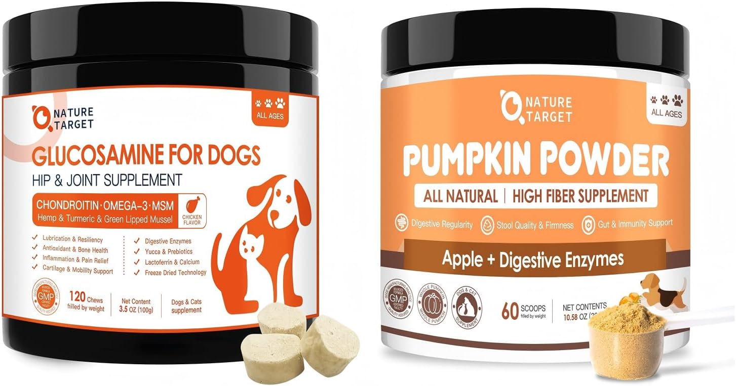 Glucosamine for Dogs 120 Counts & Pumpkin Powder for Dogs