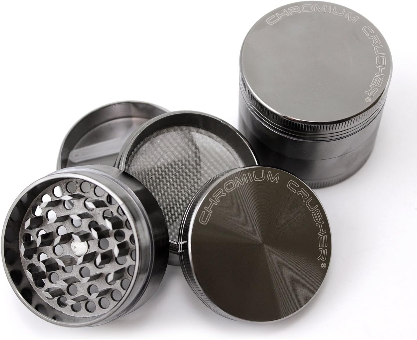 Chromium Crusher 2 Inch 4 Piece Tobacco Spice Herb Grinder - Gun Metal