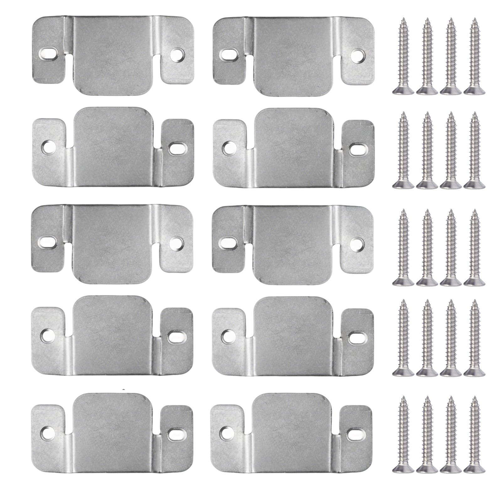 FUYIOCN Headboard Fixings, Corner Brackets, Sofa Support Boards and Flush Mount Brackets, 10 Pcs Galvanised Iron Interlocking Sofa Connectors, Includes 20 Screws