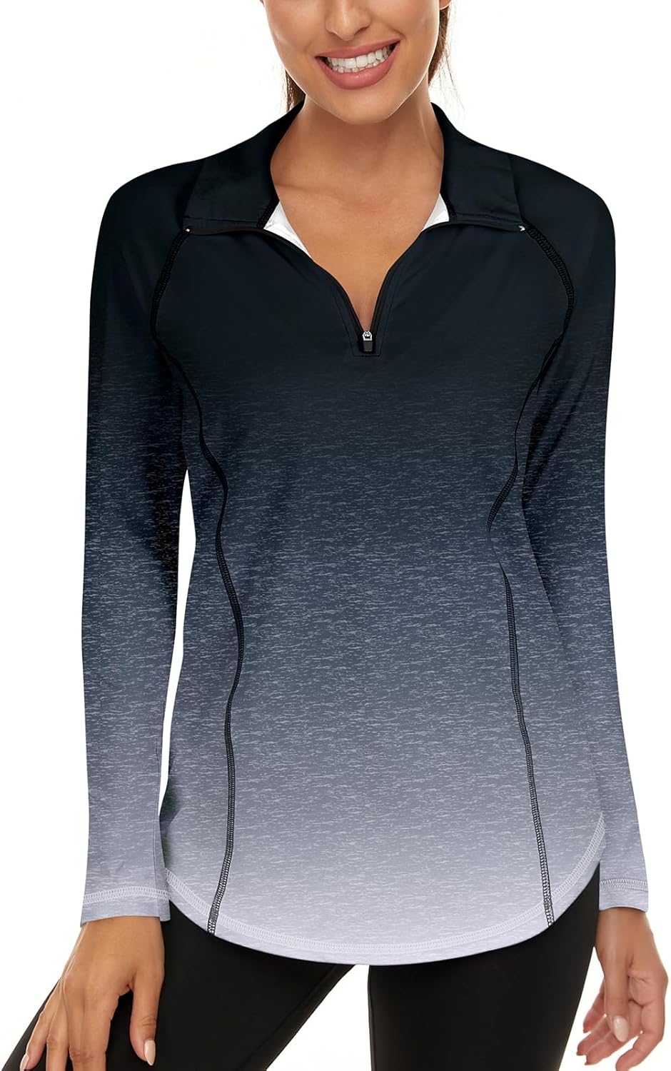Women’s UPF 50+ Long Sleeve 1/4 Zip Athletic Pullover for Hiking & Running