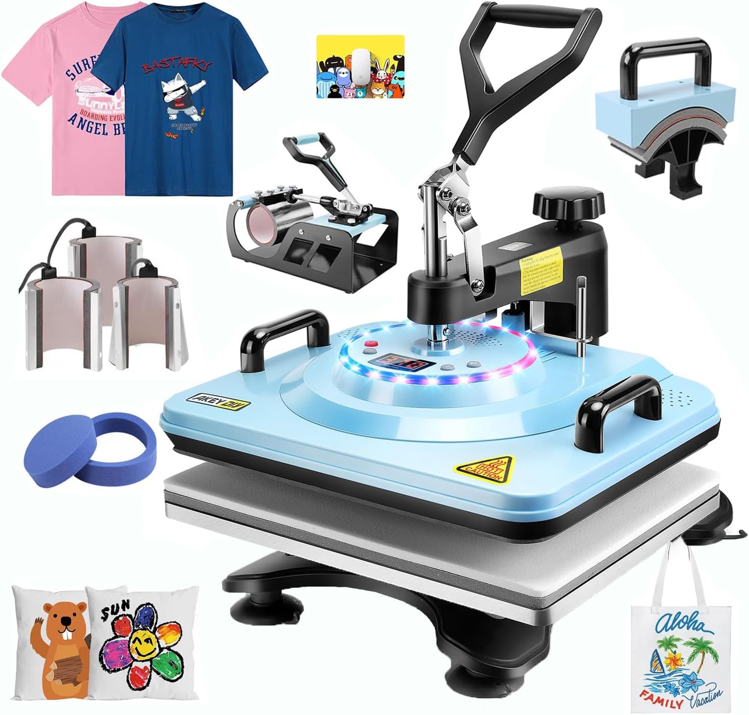 WHUBEFY Heat Press Machine for Tshirts, 15x15 Heat Press Machine Sublimation Shirt Printing Transfer Press with Anti-Scald Design - Professional, Efficient, and Safe for Your Crafting Needs