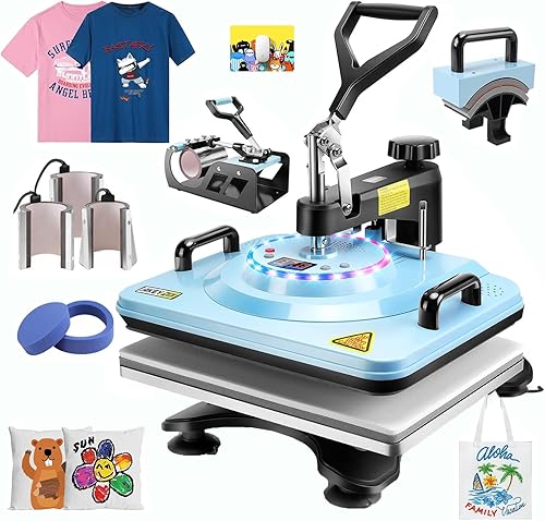 WHUBEFY Máquina de prensa térmica para camisetas, máquina de prensa de calor de 15 x 12 pulgadas, prensa de transferencia de impresión de camisas de