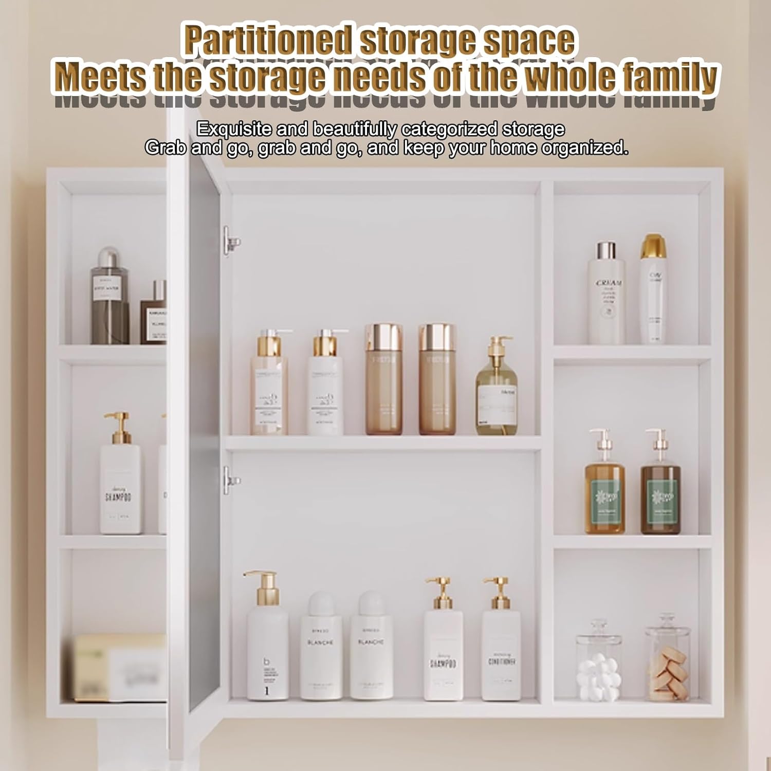 Bathroom Mirror Cabinet with Storage Rack，Hanging Bathroom Cabinet with Storage，Bathroom Mirror Cabinet with Single Door ，Durable Aluminium Frame(Gray,100cm/39.3in)