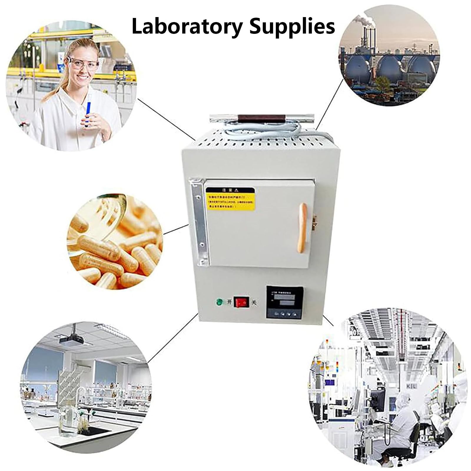 Labor-Elektro-Muffelofen, Geschlossenes Labor, Elektroherde Mit Integrierter Programmsteuerung, Hochtemperaturofen 1,5 Kw, Bereich: 100-1000 °C, Temperaturdifferenz: 1°C