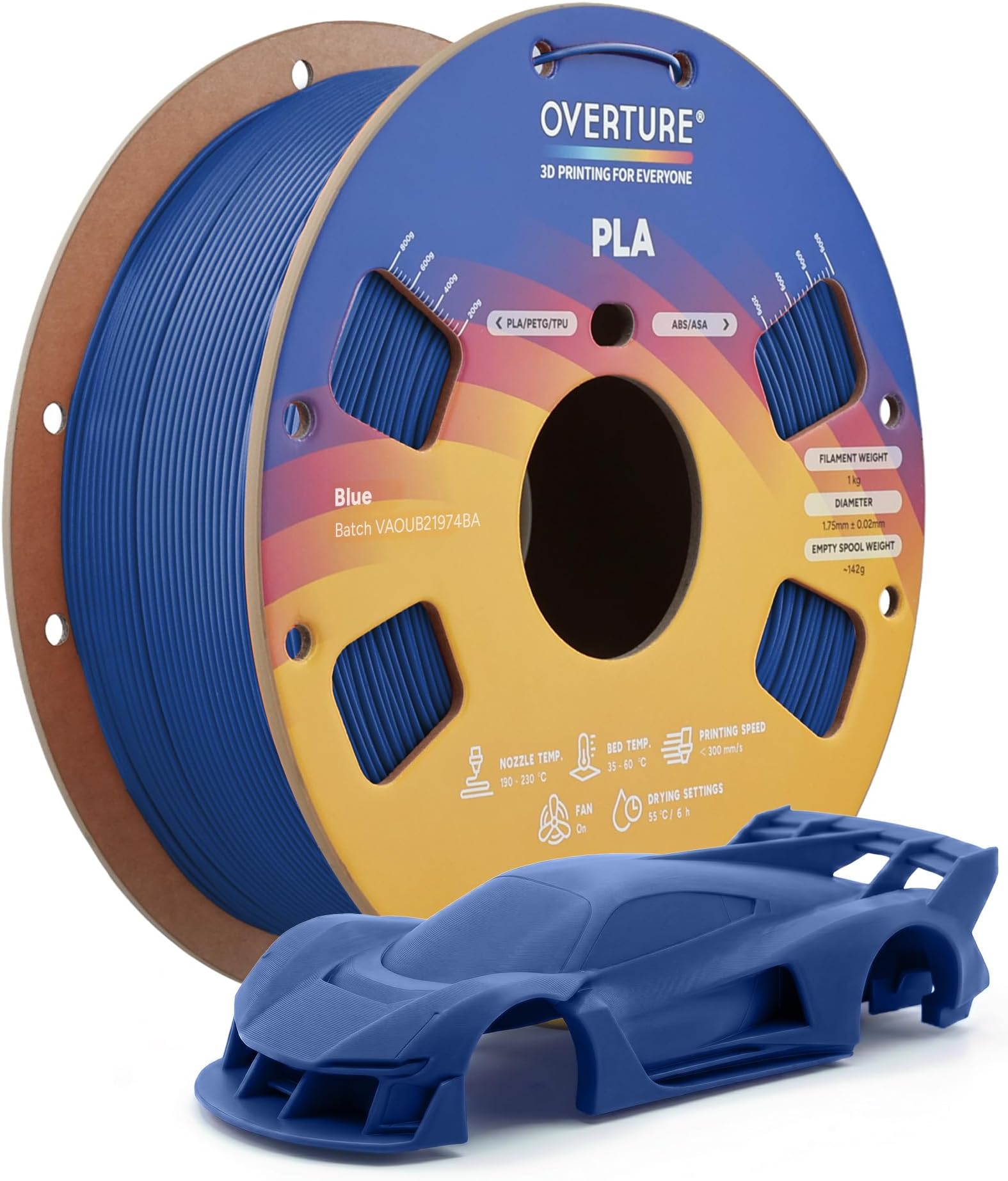 High Speed PLA Filament 1.75mm, Neatly Wound 3D Printer Filament 1kg Spool (2.2lbs) Rapid PLA, Dimensional Accuracy +/- 0.02 mm, Fit Most FDM 3D Printers (Blue)