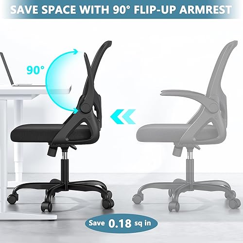 Miniatura 20 de Silla de dibujo alta con anillo reposapiés para el hogar y el trabajo, silla ergonómica de oficina para el hogar con brazos abatibles y soporte