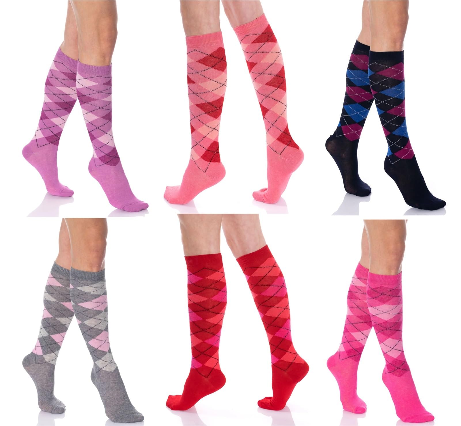 Knee High Socks For Women 6 Pairs Colorful Over The Calf Para Niñas y Mujeres