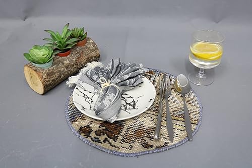 Miniatura 4 de Rug Supla, Juego de seis, almohadilla para taza de café, posavasos beige, mantel individual de alfombra, almohadilla de alfombra antigua, regalo