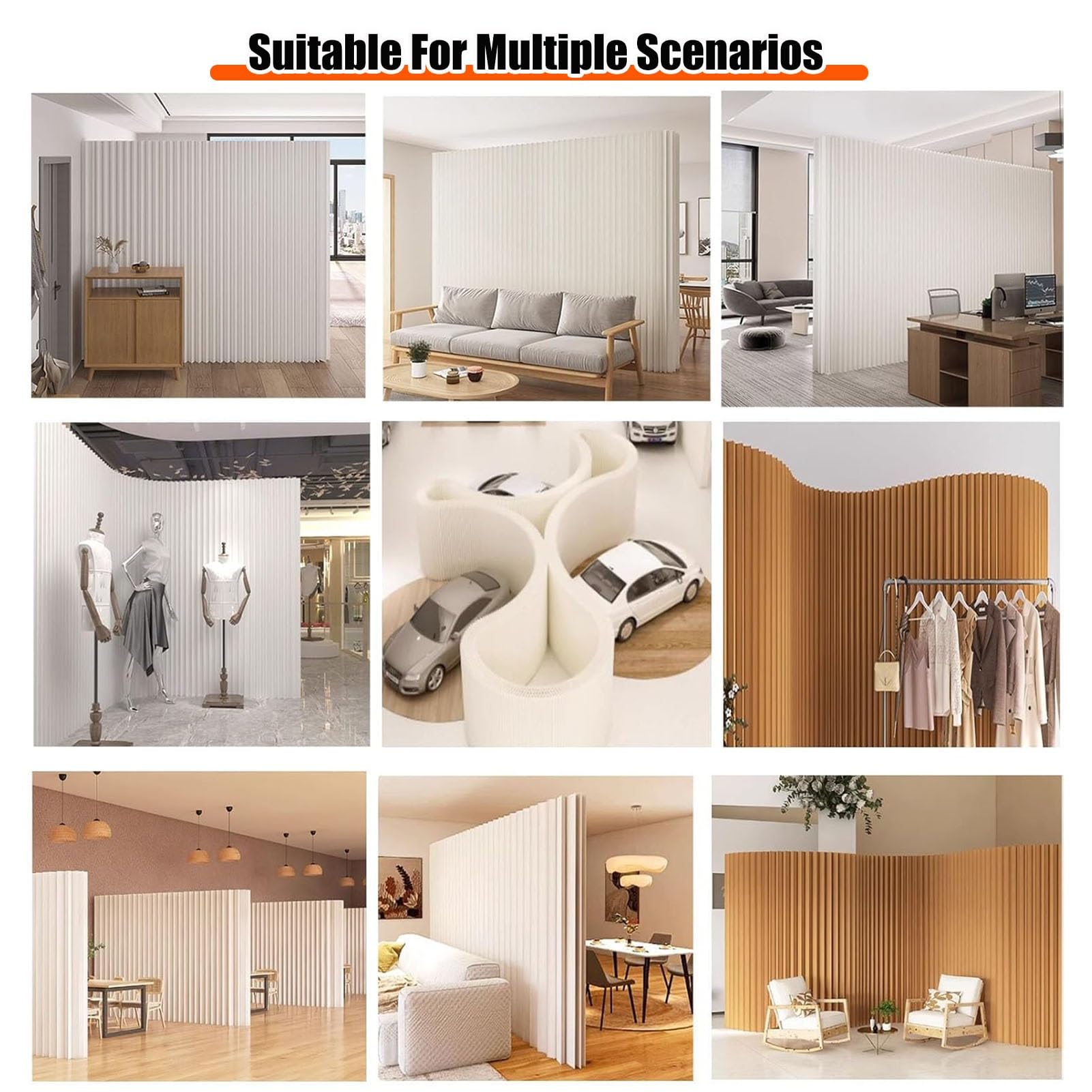 Biombos Divisor De Habitación Retráctil Plegable, Partición De Decoración De Pantalla De Privacidad Interior, Partición De Pared Portátil Para La Sala De La Sala De Estar En El Hogar Oficina(700~800cm