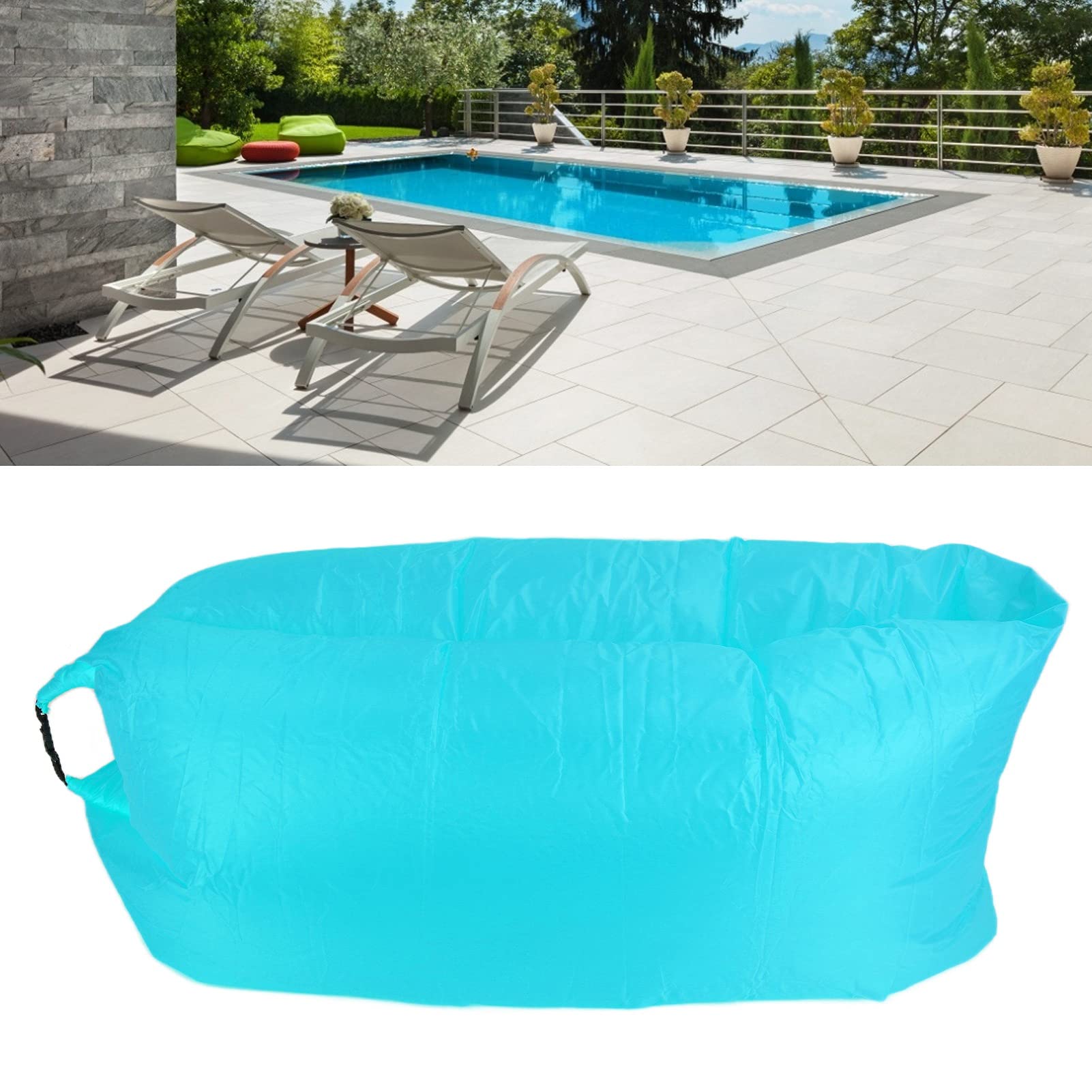 plplaaoo Lit Gonflable, Canapé Gonflable pour Voyager, Chaise de Plage de Camping en Plein Air Transats Gonflables Matelas à Air Pliable Portable pour Fêtes de Plage Camping en Plein Air (Bleu)