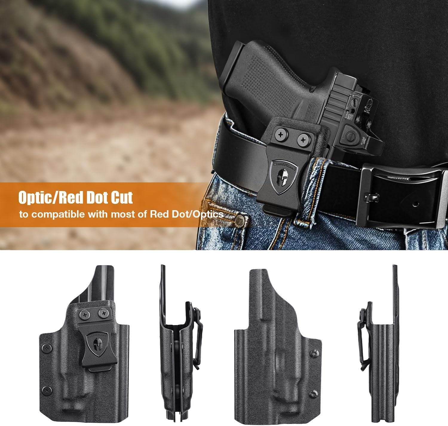WARRIORLAND IWB/OWB Kydex Holster for Glock 43X MOS / 48 MOS / 43X Rail / 48 Rail/PSA Dagger Micro with TLR-7X Sub or TLR-7 HL-X Sub – Optic Cut | Adj. Cant & Posi-Click Retention, Right-/ Left-Hand