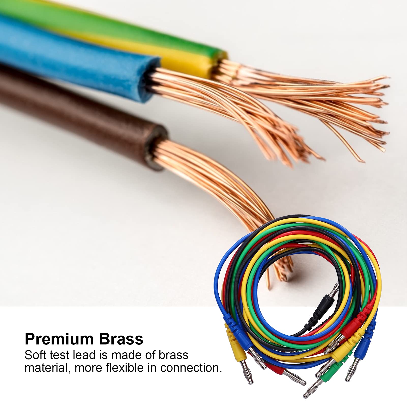 FLEXMAN 5Pcs Banana Connector Test Cable Set, 4mm X 1 Meter Electric Testing Wire with Crocodile Clip and Probe for Automobile Testing and Maintenance