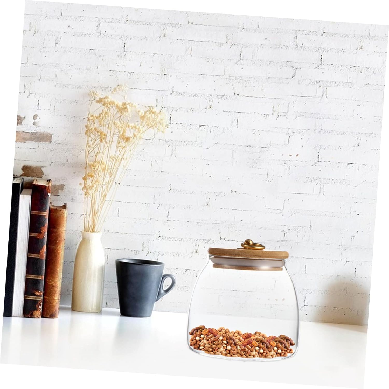 2 Pcs Glass Storage Jar Glass Jar Kitchen Food Jars Glass Seal Jar Food Storage Jar Glass Food Container Nut Storage Jars Glass Containers Food Glass Canister Glass Tea Ja