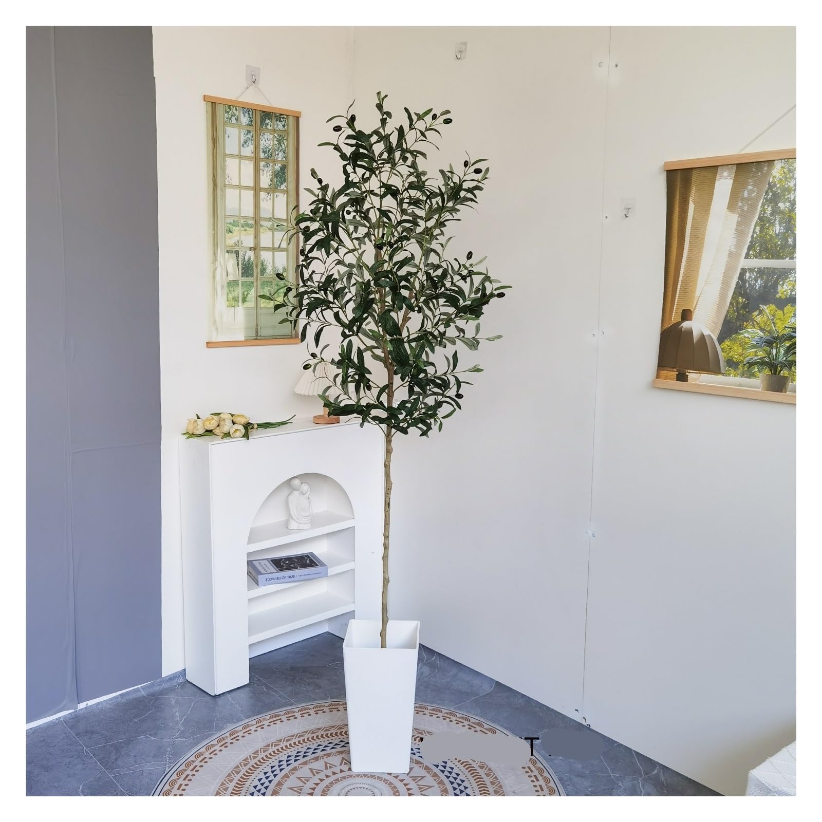 Künstliche Tannenzweige 120–180 cm künstlicher Olivenbaumzweig ohne Topf, Moderne minimalistische Kunstpflanze for Hausgarten, Wohnzimmer, Balkon, Geschäfte, Dekoration(180cm)