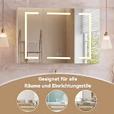 PerGar Armadietto a specchio da bagno con illuminazione a LED, 3 ante, antiappannamento e mensola regolabile, 3 temperature di colore dimmerabili, design moderno, bianco - 3