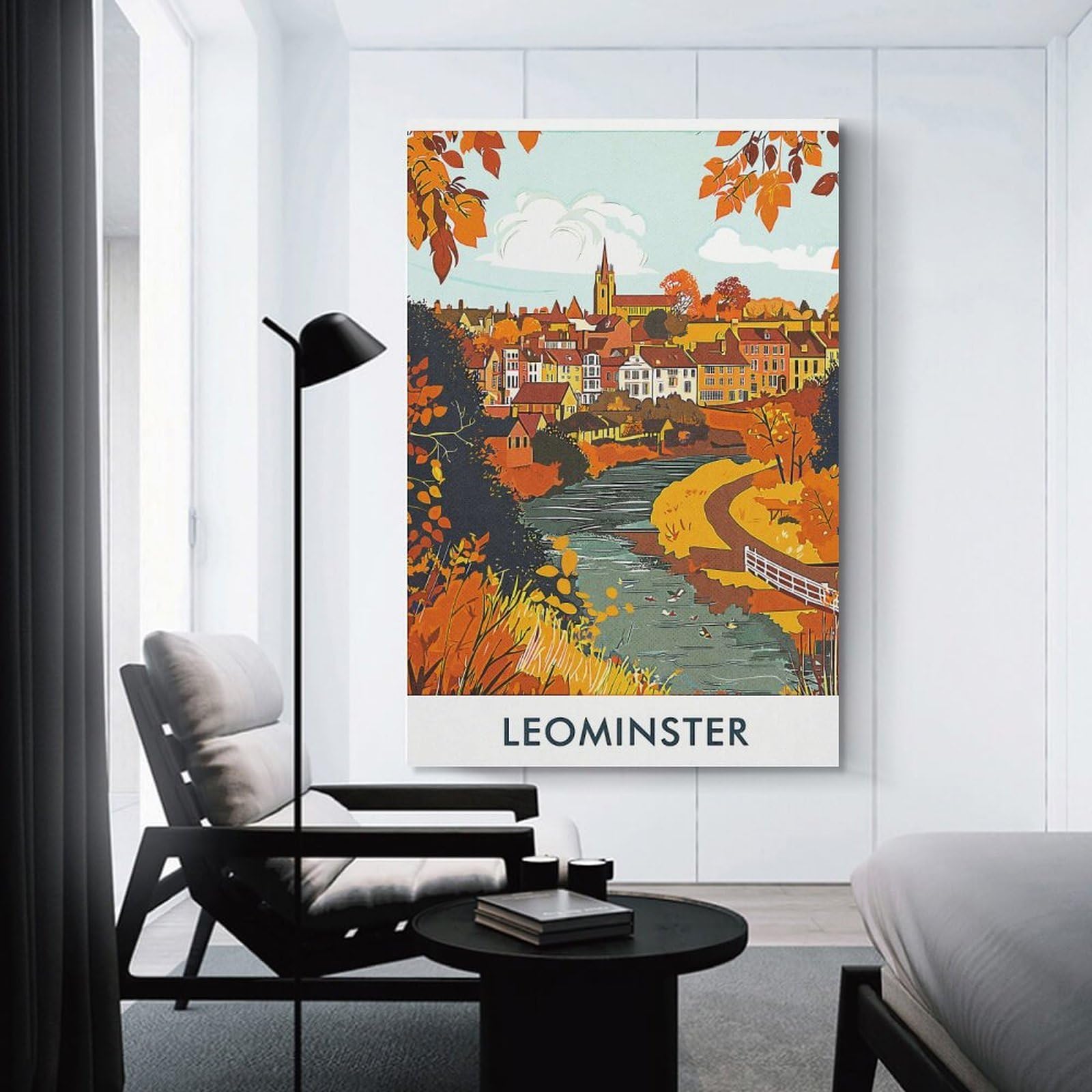 Junmoney Unframe-Style-7 Leominster Town Landscape Hanging Wall Art 20X30inch(50X75cm), For Small Homes, Bedrooms Or Open Spaces, An Easy Choice For New Home Styling