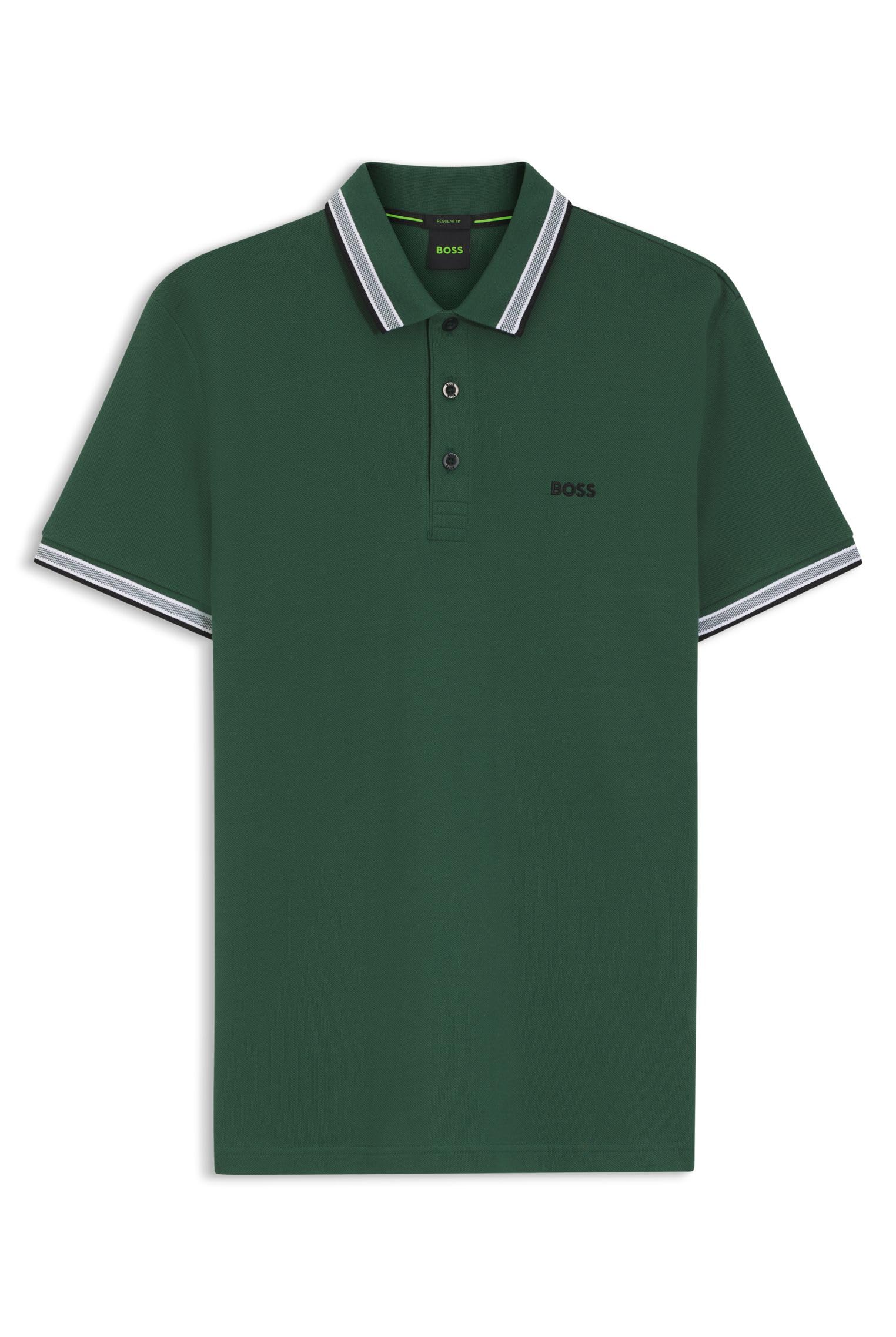 Boss Men's Open Green365 Paddy Contrast-Logo Paddy Polo Shirt In Cotton Piqué