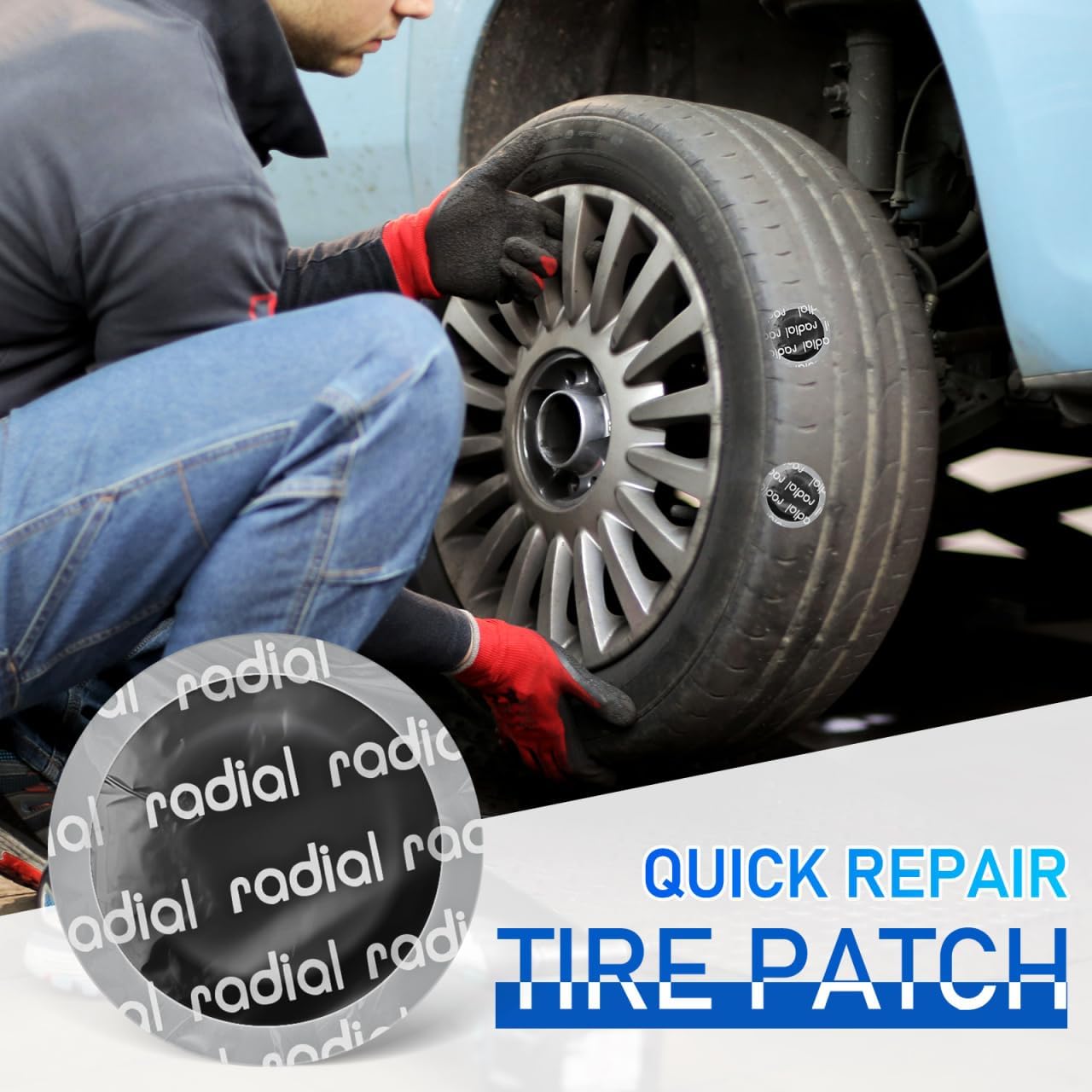 ULTECHNOVO Heavy Duty Tire Repair Patches 90 Pcs 2.28 Inch Round High Temperature Rubber Puncture Patch Kit for Car Motorcycle Truck Tube Repair